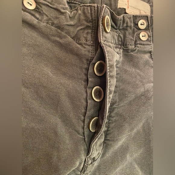 Anthropologie Side Buckle Cropped Charcoal Baggy Jeans Pants Button Fly Size 27 - Picture 4 of 9